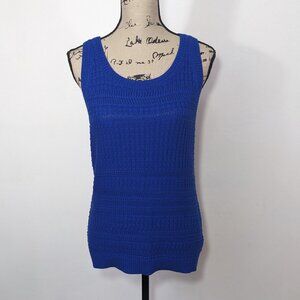 NWT White House Black Market Cobalt Knit Cottagecore Blue Textured Tank Top S